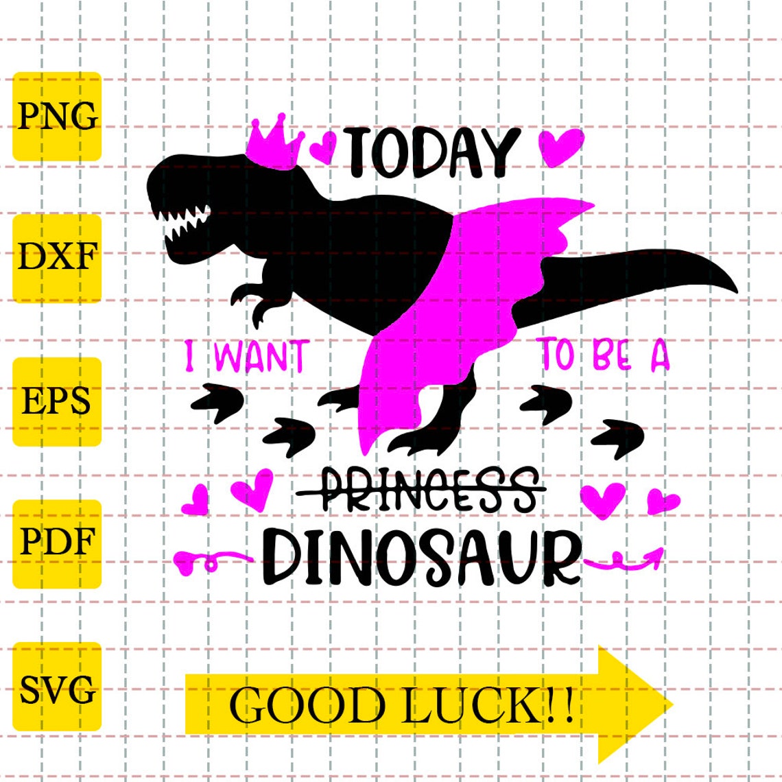 Download Today I Want To Be A Princess Dinosaur Svg Dinosaur Svg | Etsy