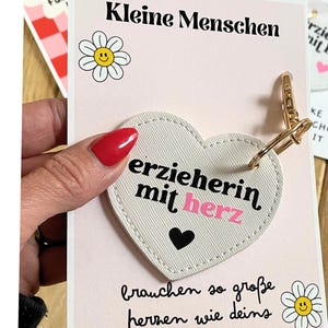 Geschenkset Erzieherin mit Herz – Schlüsselanhänger & optional mit Grußkarte zum Abschied oder Danke sagen