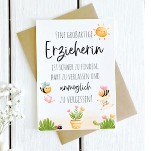 Abschiedskarte für Erzieherin Erzieher Kindergarten Kita Abschiedsgeschenk Karte Dankeskarte Grundschule