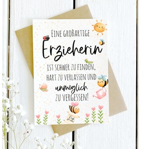 Postkarte "Eine großartige Erzieherin" A6 | Abschiedskarte | Dankeskarte | Karte Kita-Abschied | Postkarte Kindergarten | Karte Erzieherin