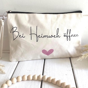 Kosmetiktasche gegen Heimweh , Bei Heimweh öffnen, Geschenk zum Auszug, Weltreise, Au Pair, Auslandsjahr
