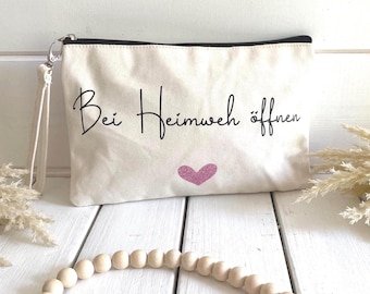 Kosmetiktasche gegen Heimweh , Bei Heimweh öffnen, Geschenk zum Auszug, Weltreise, Au Pair, Auslandsjahr