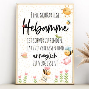 Sag der Hebamme Danke I Dankeschön Abschied Hebamme I Poster I Danke nach Schwangerschaft als Datei oder hochwertiger Kunstdruck