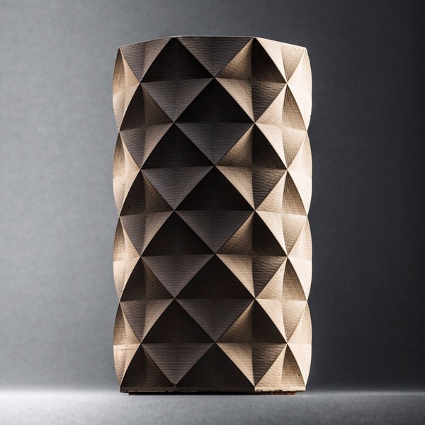 Klare Kante Vase | Weinkühler 'Pentagon', Beton, hellgrau, H 20 cm, Ø 12 cm