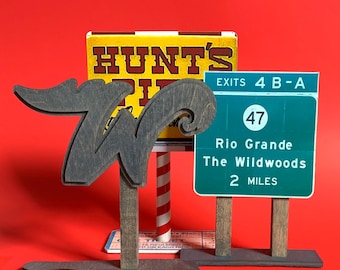 Hunts pier Wildwood Crest Desktop Wood Miniature Exit Road signs