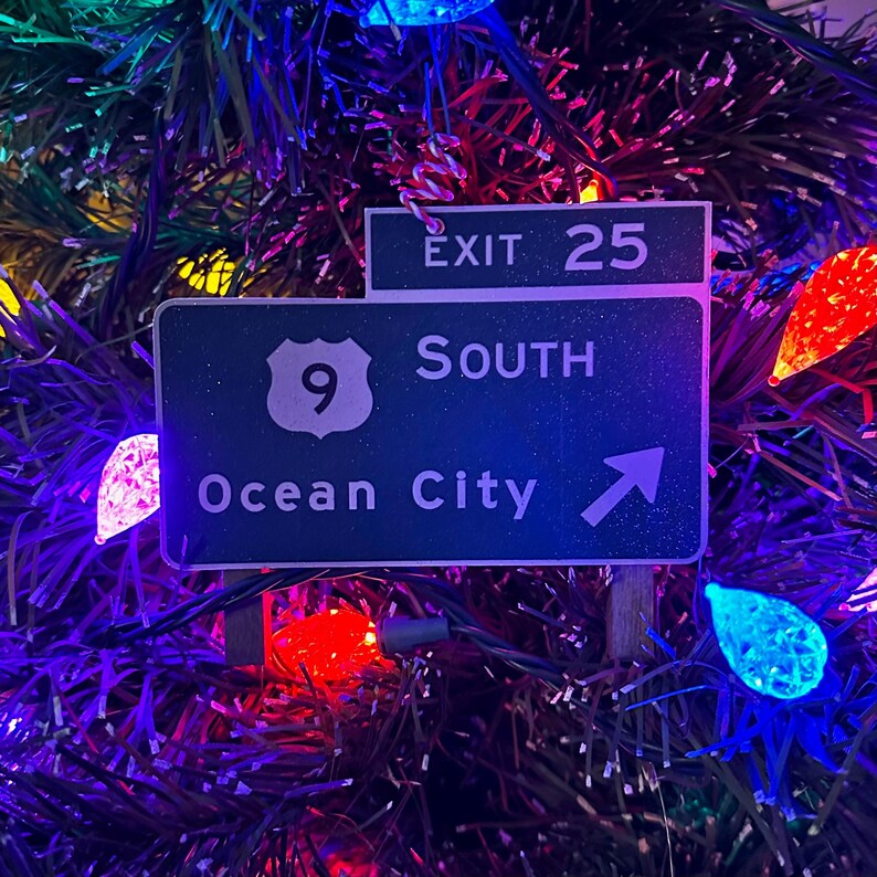 North Wildwood Crest Cape May Outer Banks Disney inspired exit sign ornament Christmas Ocean City