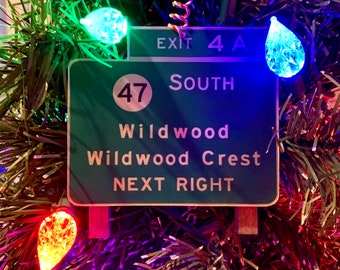 North Wildwood Crest Disney inspired exit sign ornament Christmas tree