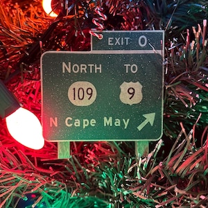 North Wildwood Crest Cape May Outer Banks Disney inspired exit sign ornament Christmas Cape May