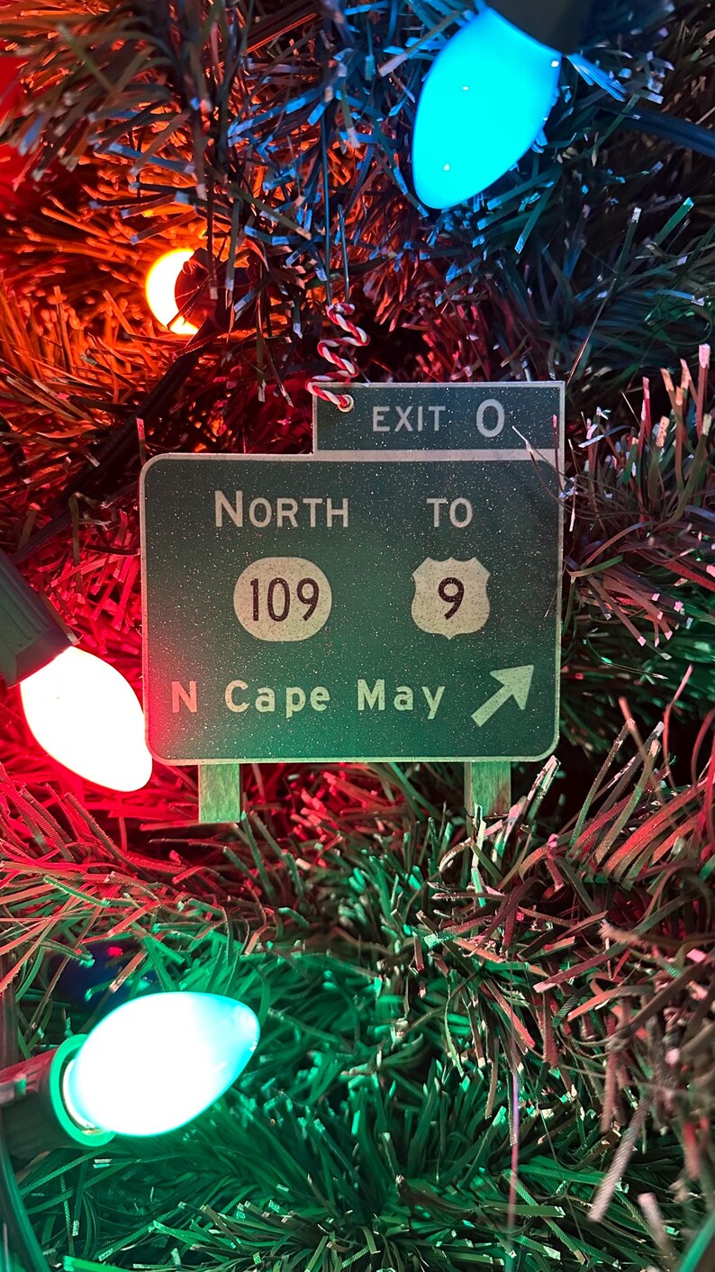North Wildwood Crest Cape May Outer Banks Disney inspired exit sign ornament Christmas Cape May
