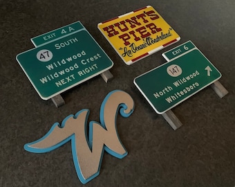 Wildwood Crest Seaside Heights Refrigerator Exit Sign Wooden Magnet