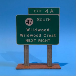 Wildwood/ Wildwood Crest Cape May Beach Miniature Road Exit Sign Billboard