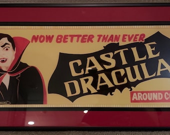 Castle Dracula Framed in Glass 10”x22” Print Wildwood New Jersey