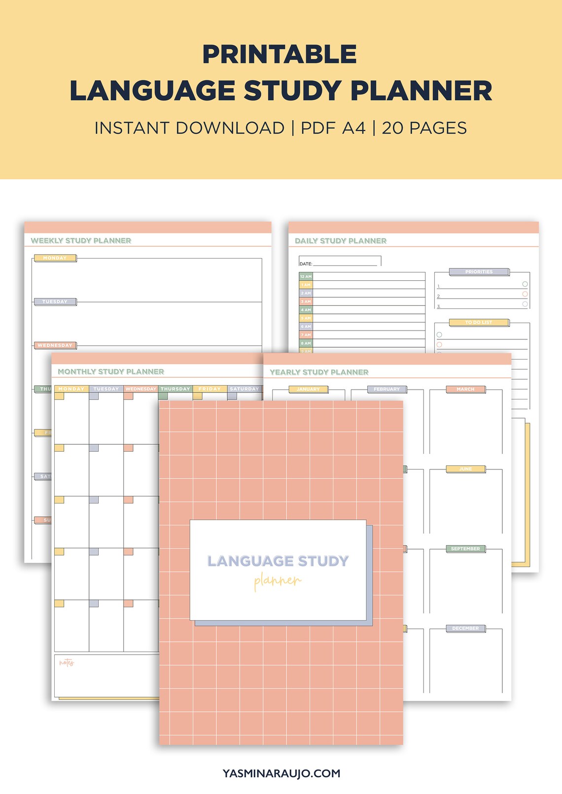 Language Study Planner Language Learning Planner Learn Etsy