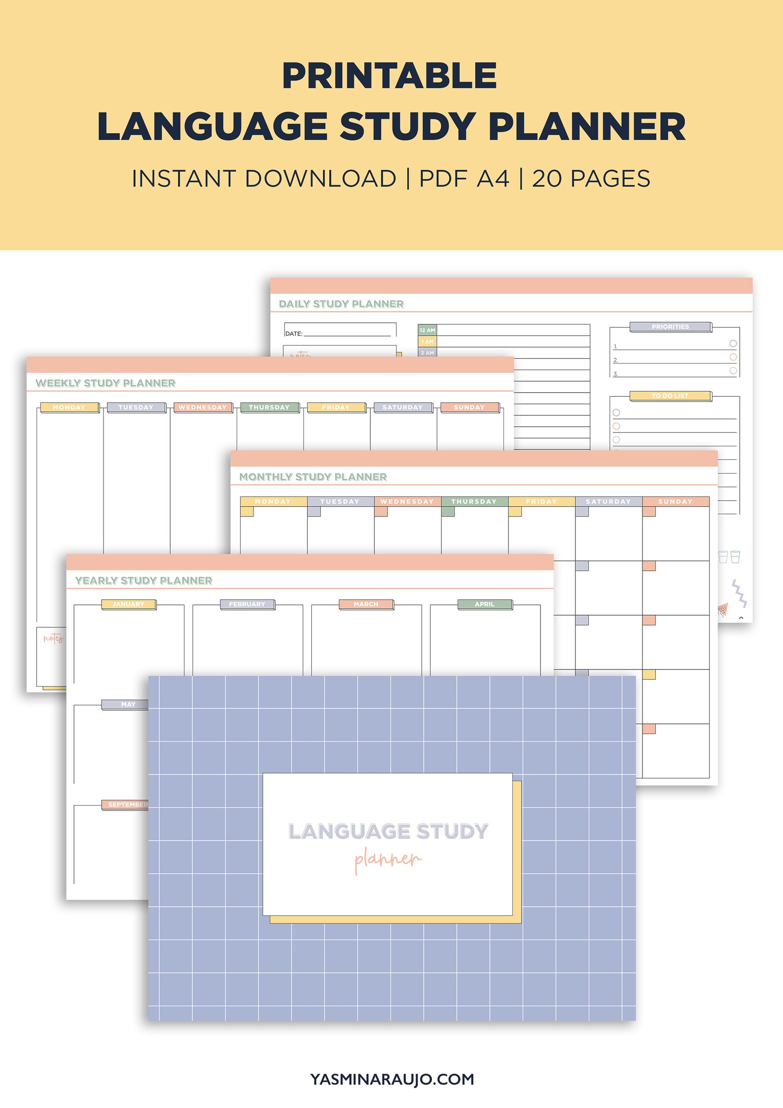 Language Study Planner Language Learning Planner Learn Etsy