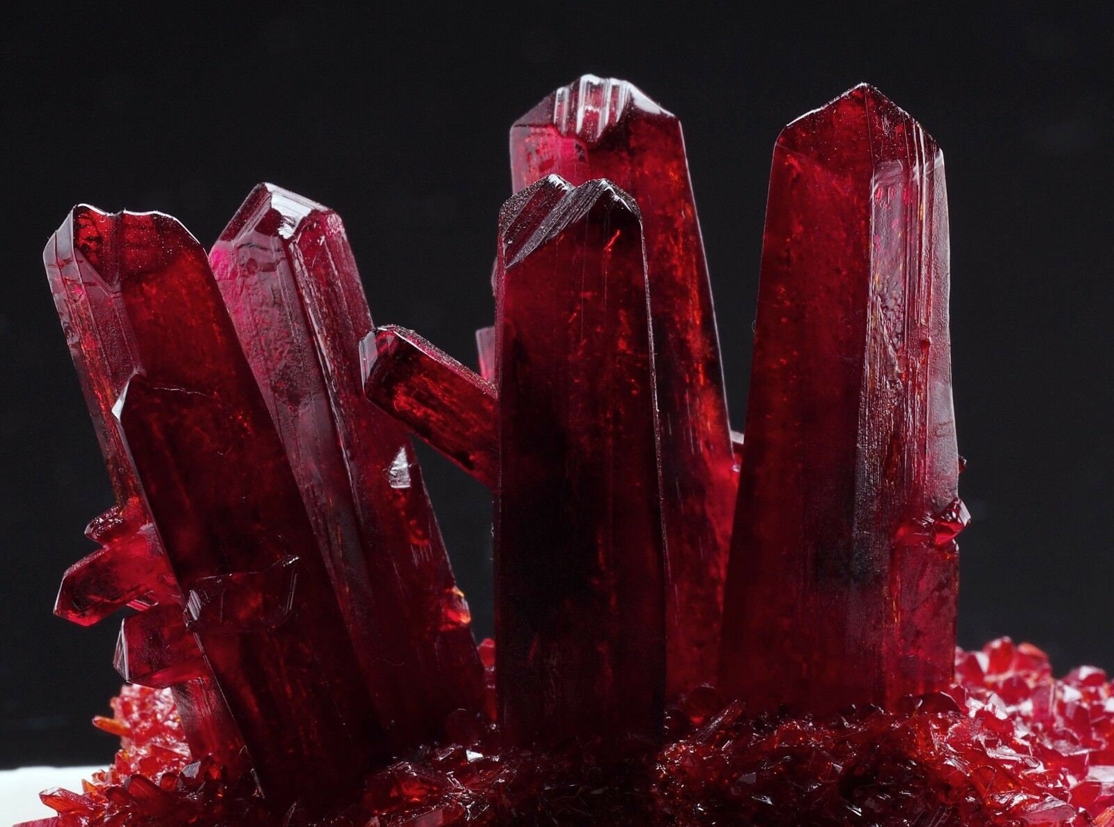 Pruskite Ruby Red Crystals on Matrix From Poland Specimen Shiny Lustrous 