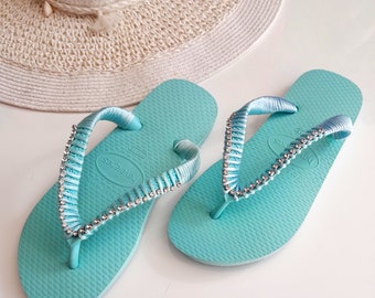 Chinelo Havaianas Azul Bebê Strass para mulher
