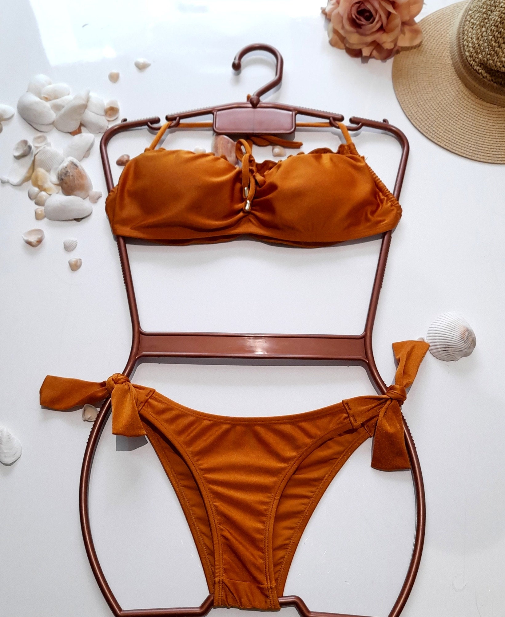 Bandeau Lace up Bikini With Brazilian Tie Side Bottom Paixão No.440 Etsy