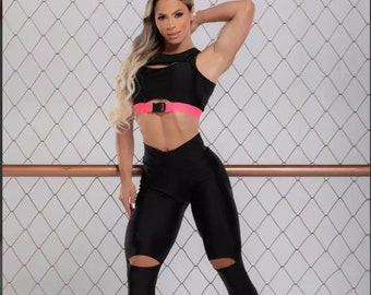 Gym Sets for Women Leggings Sports Bra lit cut-out on knee - Paixao no. 50