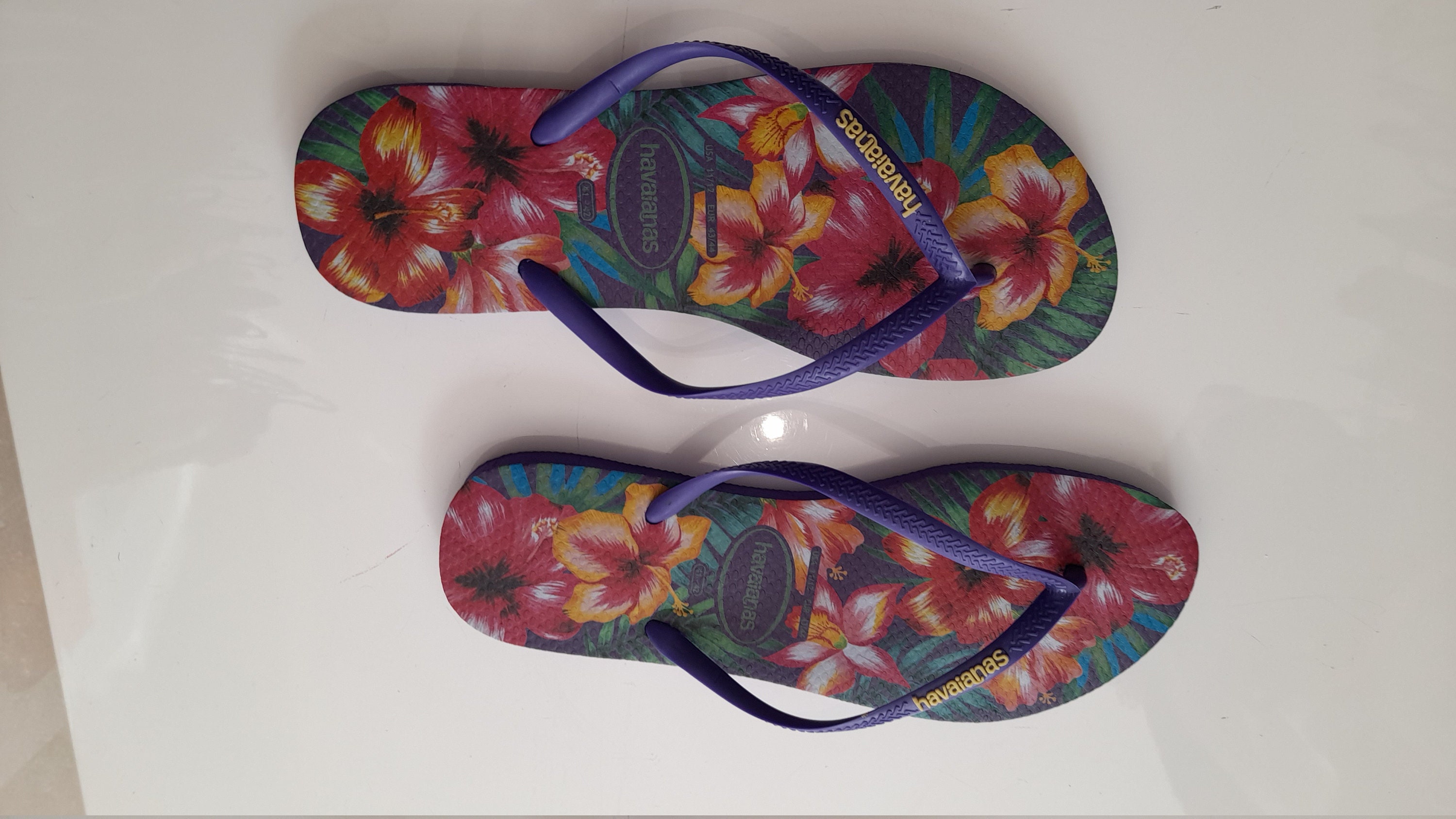 Havaianas Purple Floral Print Pink Slim | Etsy