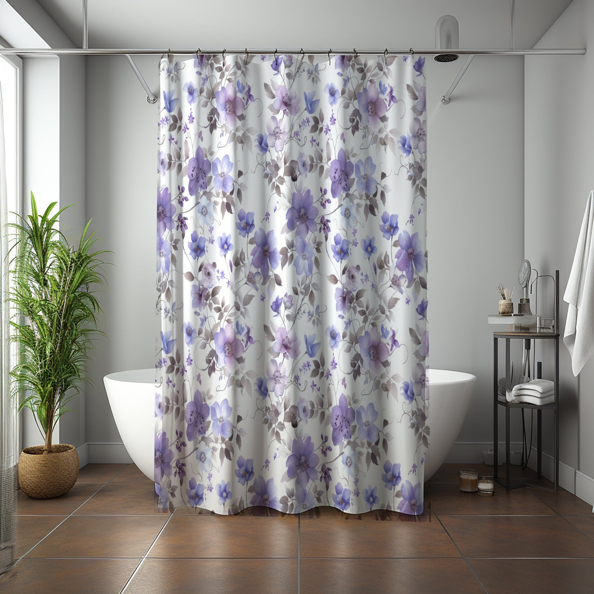 Cortina de baño morada - Etsy México, image size:2000x2000