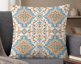 Moroccan Throw Pillow Cover, Boho geometric accent, Mediterranean room decor