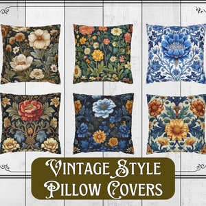 Victorian Style William Morris Inspired Throw Pillow Cover, Vintage Floral Pattern, Decorative Sofa Cushion, Multiple Sizes and Designs