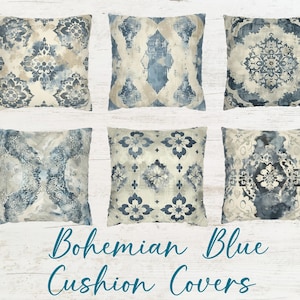 Fodere per cuscini blu beige stile Boho, 100% poliestere Boho Home Decor, dimensioni multiple da 14x14 a 20x20, alta qualità, colori tenui