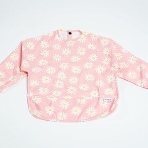 Daisy Love Smock Bib - Apron Bib - Art Smock - Feeding Smock - Long Sleeve Waterproof Bib - Baby Toddler