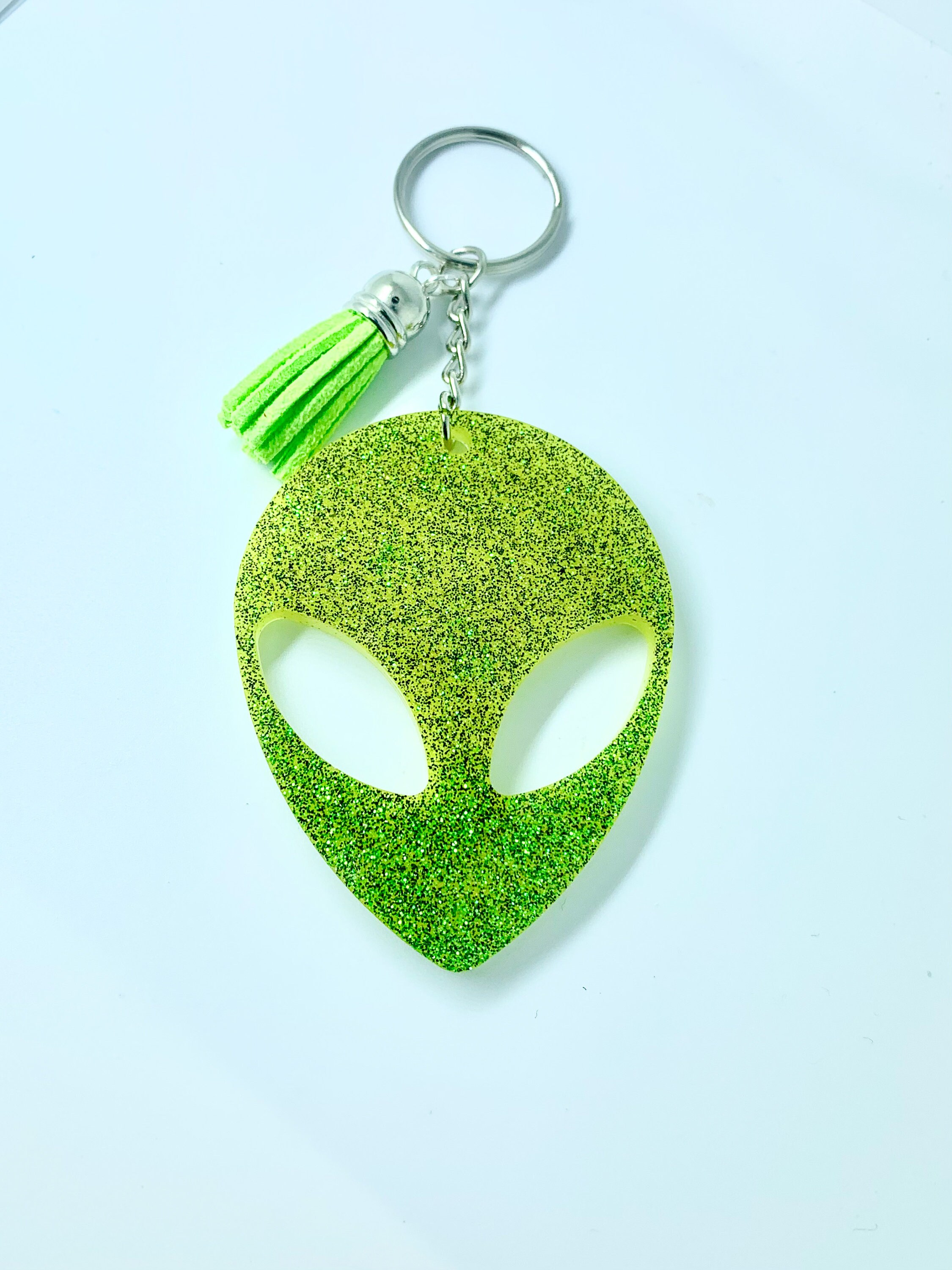 Sparkly green alien keychain alien keychain green keychain Etsy