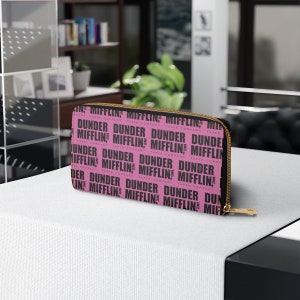 The Office Zipper Wallet, Dunder Mifflin Logo, Office Merch, Gift for Women, Pink Pocketbook