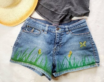 Painted Jean Shorts | Etsy Hong Kong