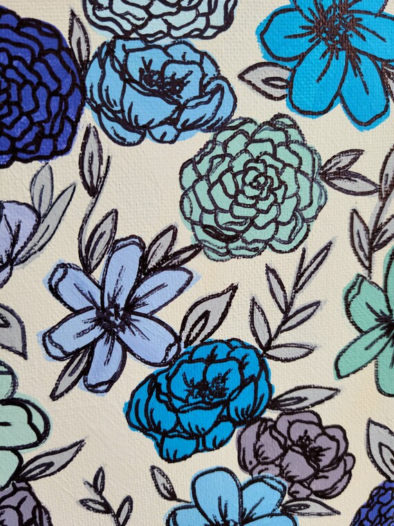 カラフルな花のアクリルキャンバスアート