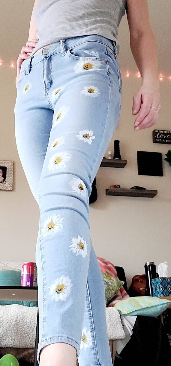 painted flower pants