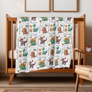 Manta de bebé personalizada con nombre, regalo de dinosaurio para bebé, manta para bebé recién nacido, regalo único y original para baby shower