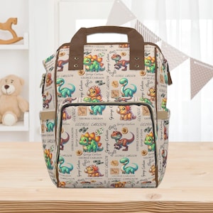 Bolsa de bebé personalizada Bolsas de pañales con nombre personalizado Regalo para bebé Dinosaurio Regalos personalizados para baby shower Regalos con nombre Bolsa de nailon Mochila cambiador con temática de dinosaurio