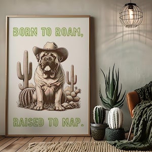 Western Cowboy Dog Printable Wall Art – Custom Ranch Decor for Dog Lovers | Funny Rustic Farmhouse Digital Download | Pet Western Poster