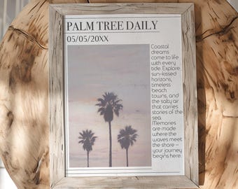 East Coast Coastal Lifestyle Wall Art – Custom Newspaper Style Poster, Beachy Chic Decor, Editable Print, Coastal Grandmillennial Gift