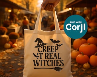 Personalisierte Halloween-Einkaufstasche mit Geist-Symbolen - Gruselige süße Trick-or-Treat-Tasche für Frauen, Halloween-Geschenk für sie, Ghoul Gang Canvas Tote