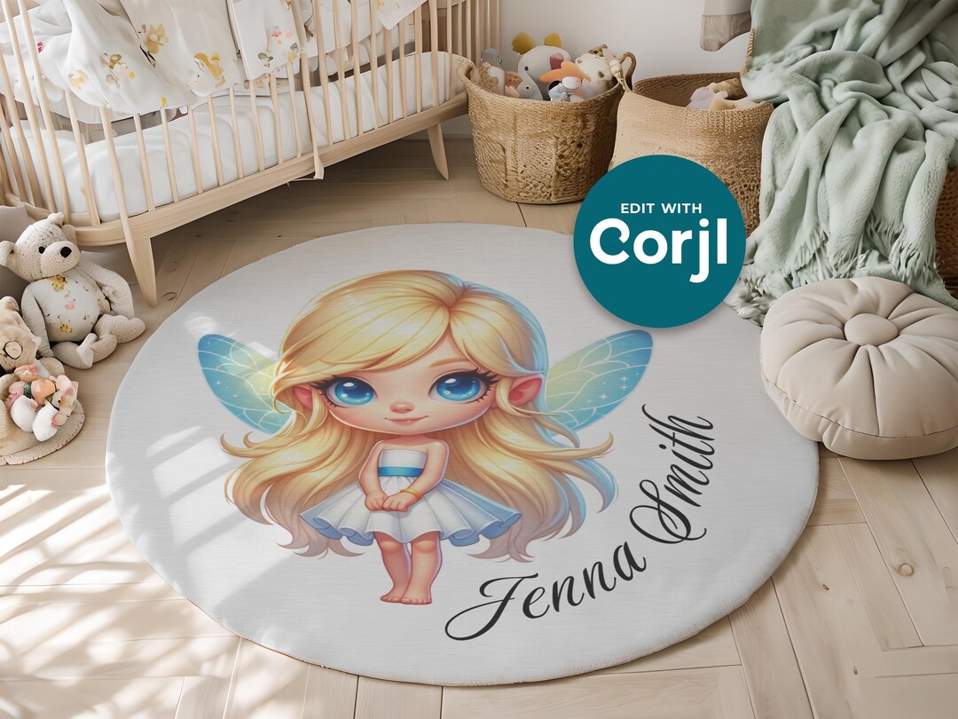Fairy Rug Round Custom Fairy Nursery Round Rug, Personalized Name Play Mat ...