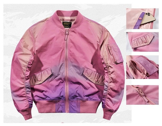 gradient leather bomber