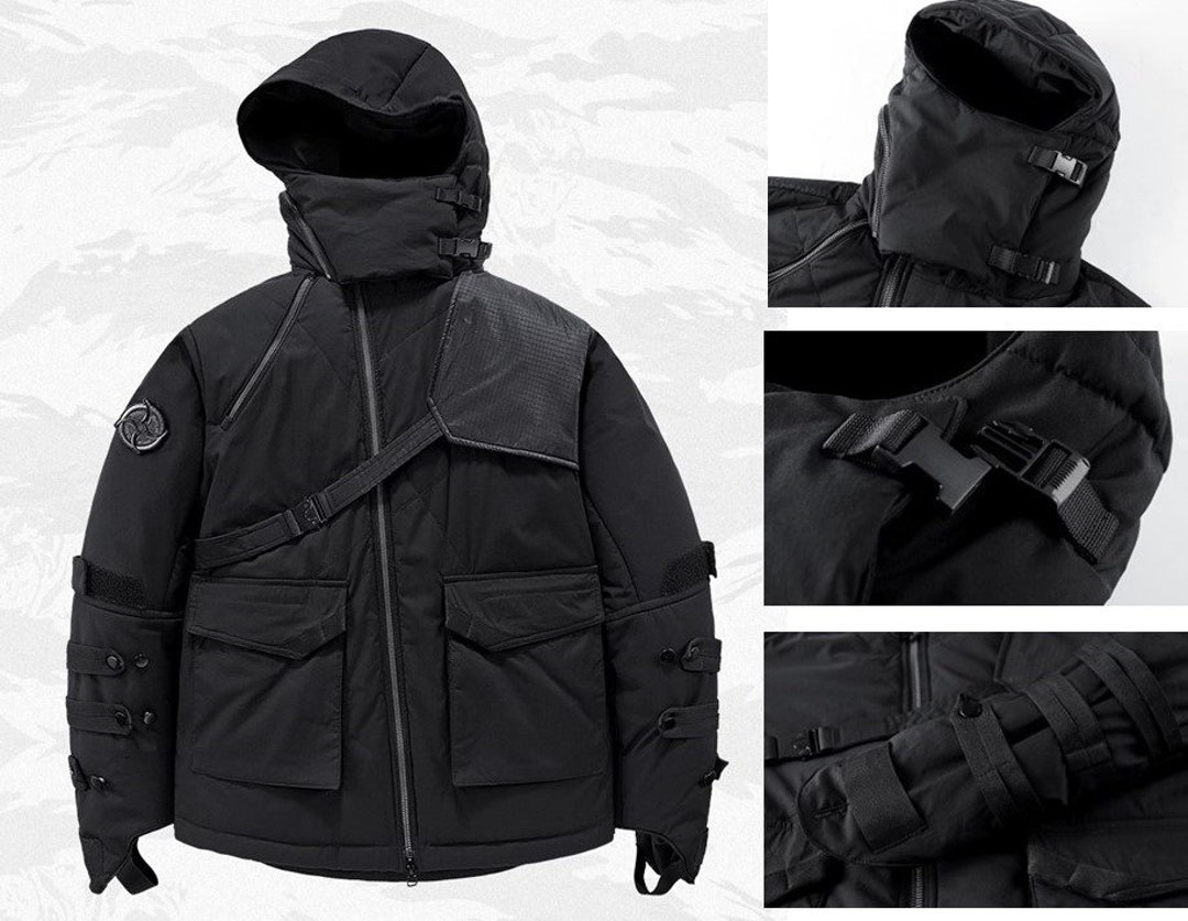 Black Techwear Ninja Jacket With Hood Tactical Mutlifunction Etsy