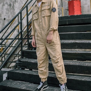 Military Green/ Beige Work Jumpsuit Designer Man Street Style - Etsy