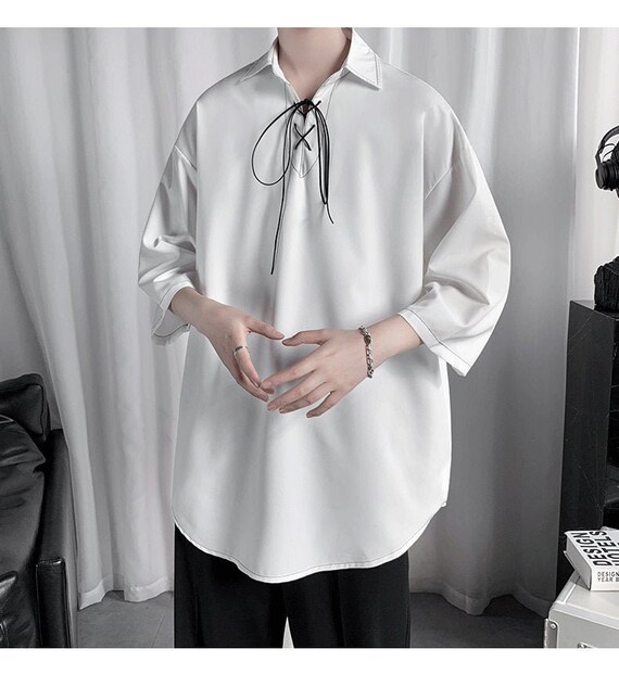 Men Minimalist String Polo Shirt Korean 