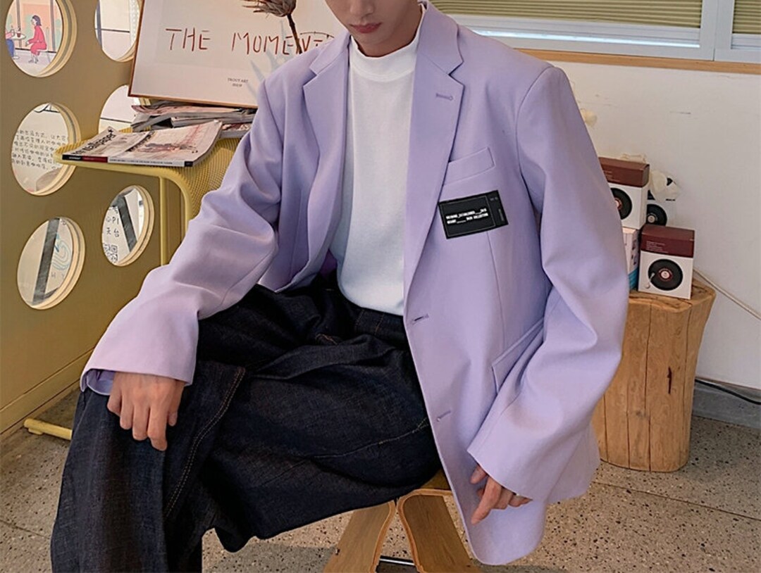 Korean Styled Pastel Purple Suit Jacket Designer Man Blazer Etsy