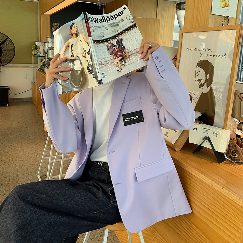 Korean Styled Pastel Purple Suit Jacket Designer Man Blazer Etsy