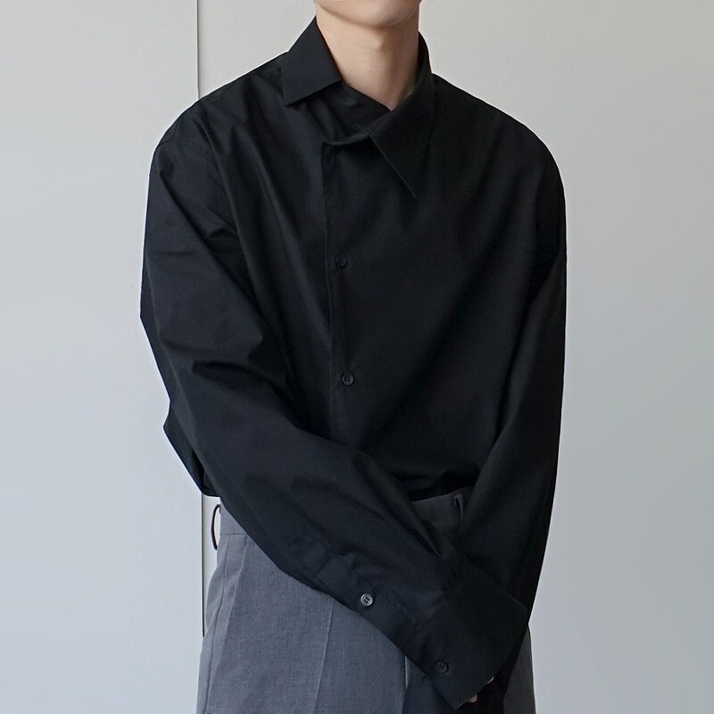 Simple Elegant Man Collar Shirt Japanese Minimalist Styled | Etsy