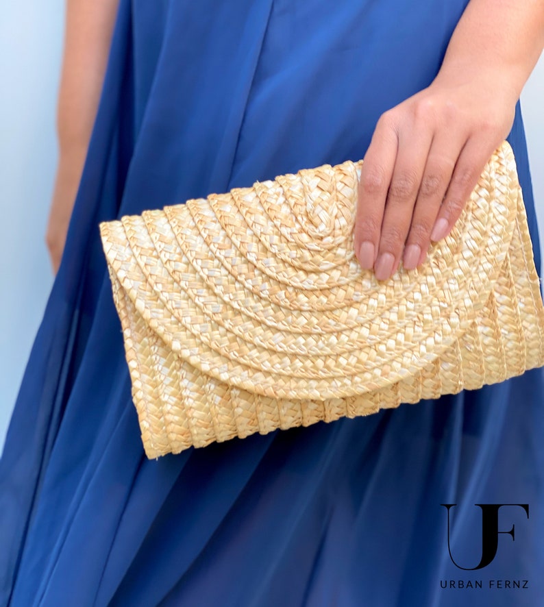 Straw Clutch Summer Bag Beach Bag Straw Handbag Summer Etsy