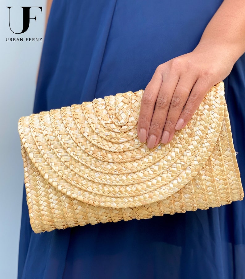 Straw Clutch Summer Bag Beach Bag Straw Handbag Summer Etsy