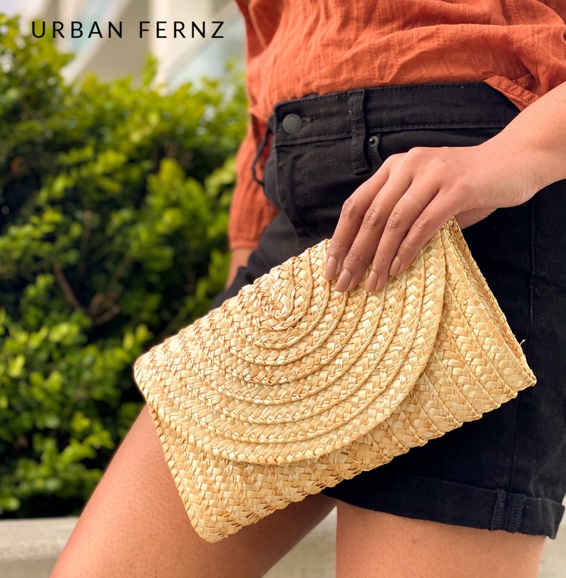 Straw Clutch Summer Bag Beach Bag Straw Handbag Summer Etsy