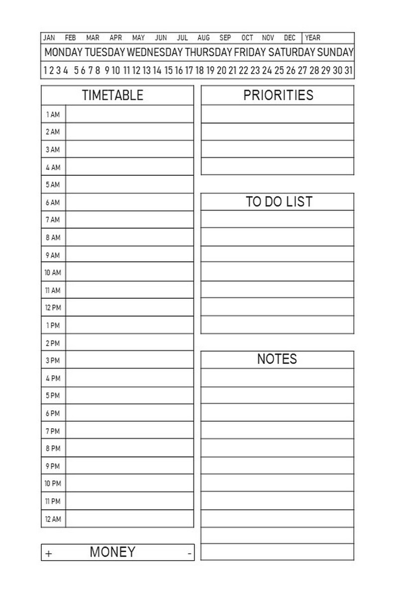 printable simple daily planners pdf pptx 5x8 6x9 85x11